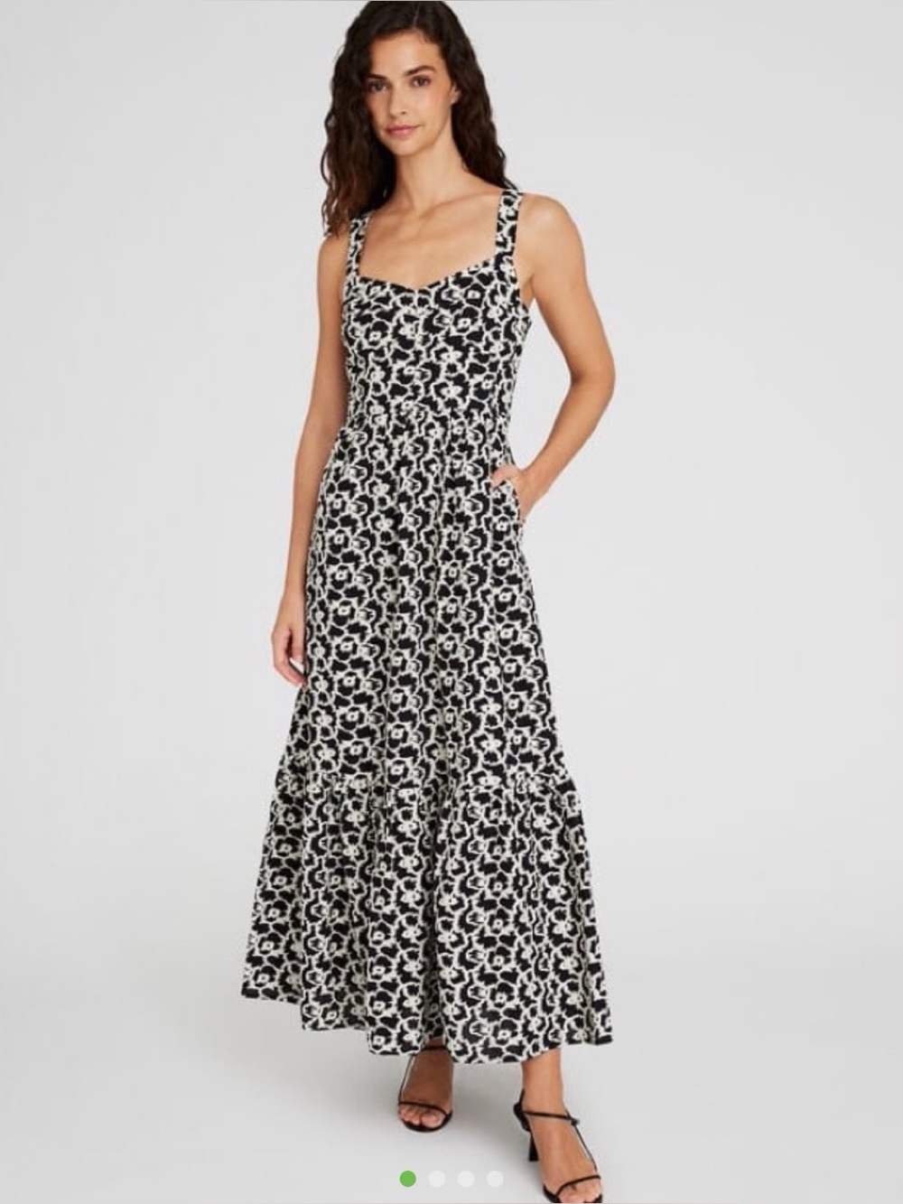 Club Monaco Black and White Floral Maxi Dress